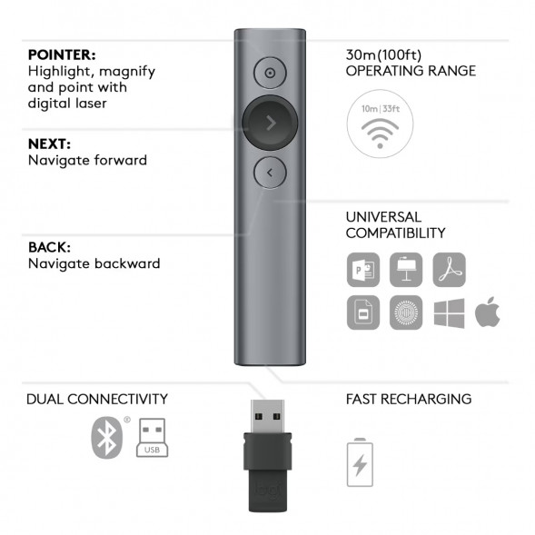 Презентер Logitech Spotlight Presentation Remote серый в Хабаровске