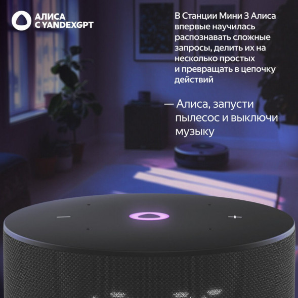 Умная колонка Яндекс Станция Мини 3 c Алисой на YandexGPT, чёрная в Хабаровске