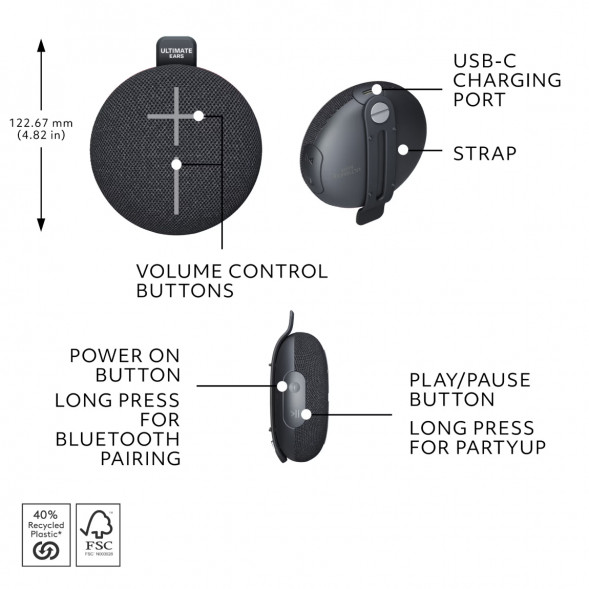 Портативная колонка Ultimate Ears MINIROLL, черный в Хабаровске
