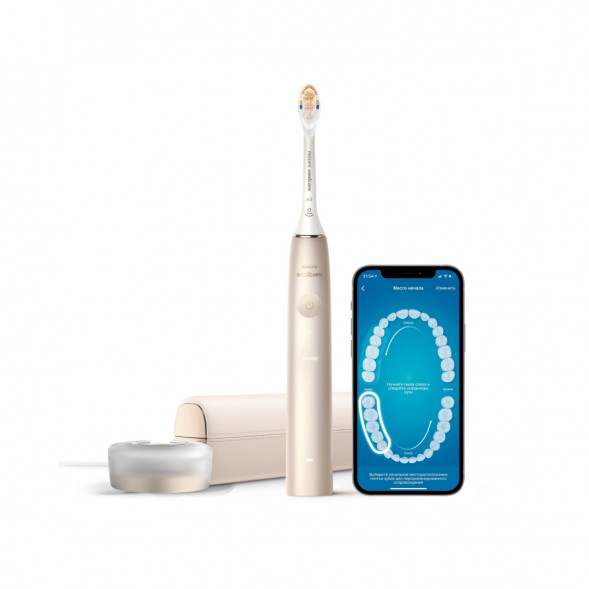 Звуковая зубная щетка Philips Sonicare 9900 Prestige HX9992, золотистое шампанское в Хабаровске