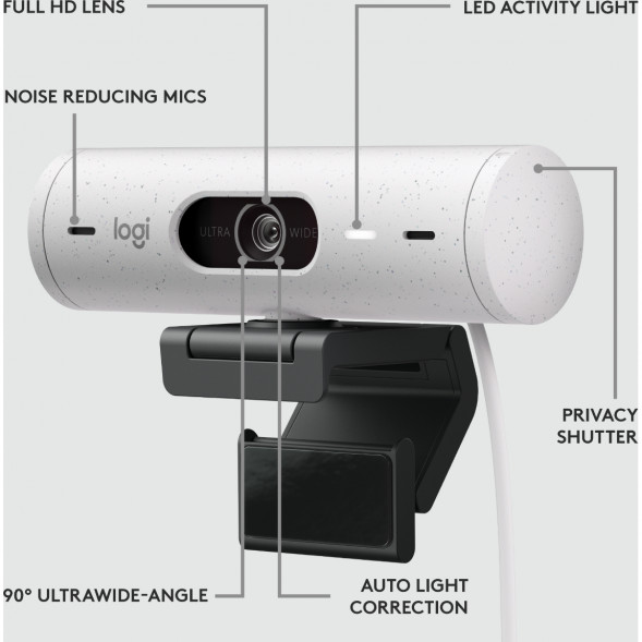 Веб-камера Logitech Brio 500, белый в Хабаровске