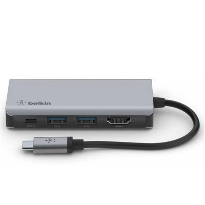 Адаптер Belkin USB-C 4-in-1 Multiport Adapter - HDMI, 2xUSB-A, USB-C, 100Вт, серый в Хабаровске