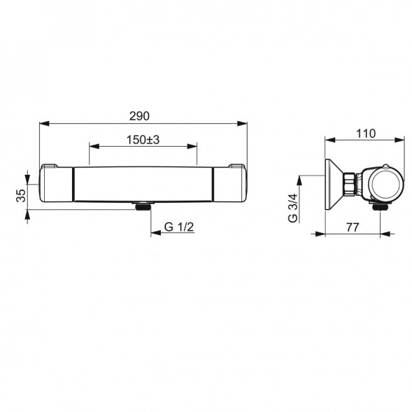 Термостатический смеситель для душа Oras Nova (7460-33), матовый чёрный в Хабаровске