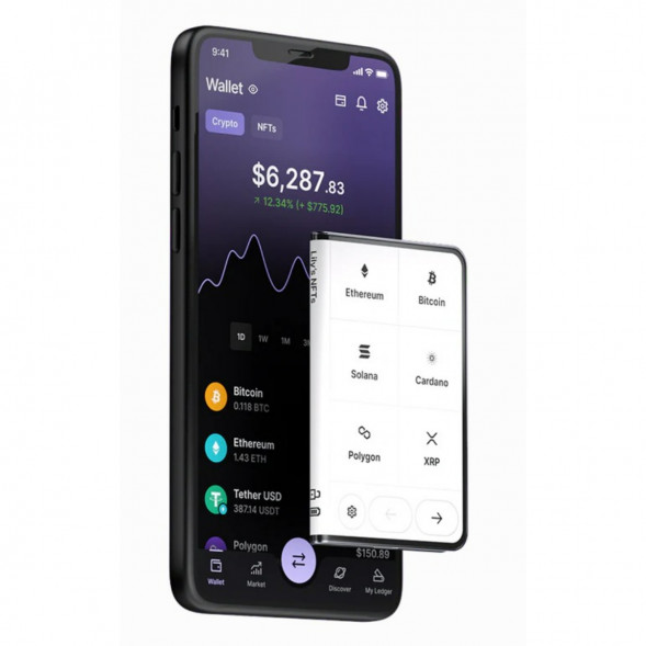 Аппаратный холодный криптокошелек Ledger Stax c чехлом Magnet Shell Black + Recovery Key в Хабаровске