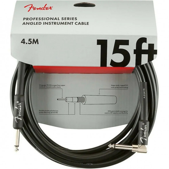 Инструментальный кабель Fender Professional Series 15 ft, 4.5 м, jack 6.3, черный в Хабаровске