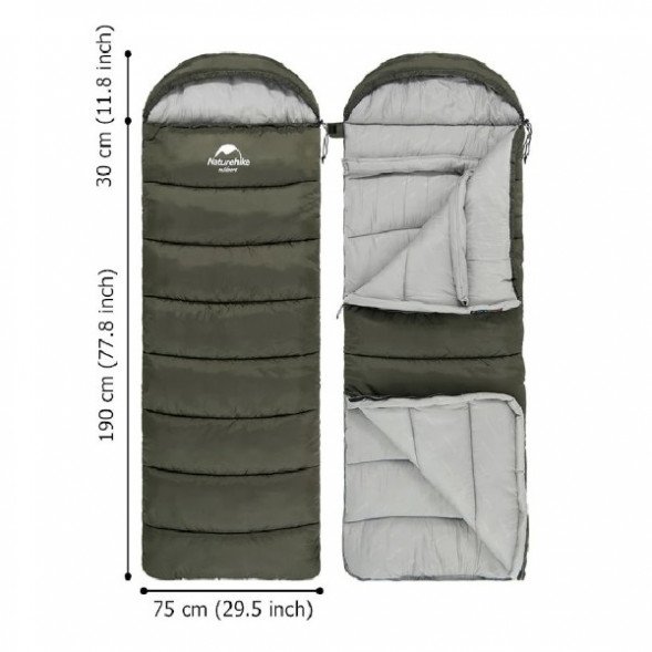 Спальный мешок Naturehike U350S (Правый), коричневый в Хабаровске