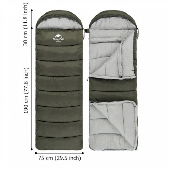 Спальный мешок Naturehike U250 (Правый), коричневый в Хабаровске