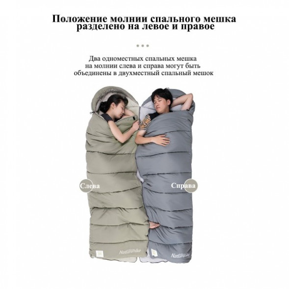 Спальный мешок Naturehike M300 (Левый), зеленый в Хабаровске