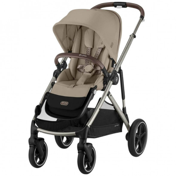 Детская коляска Cybex Gazelle S TPE Almond Beige с корзиной и дождевиком в Хабаровске