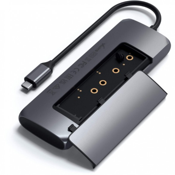 Док-станция Satechi USB-C Hybrid Multiport Adapter (with SSD Enclosure M.2 SATA, 2xUSB 3.1, USB Type-C, HDMI), Серый ST-UCHSEM в Хабаровске
