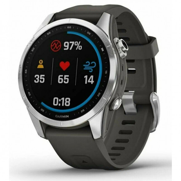 Умные часы Garmin Fenix 7s серебристый с графитовым силиконовым ремешком 010-02539-01 в Хабаровске