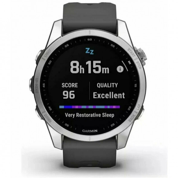 Умные часы Garmin Fenix 7s серебристый с графитовым силиконовым ремешком 010-02539-01 в Хабаровске