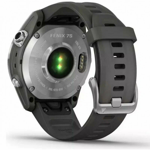 Умные часы Garmin Fenix 7s серебристый с графитовым силиконовым ремешком 010-02539-01 в Хабаровске