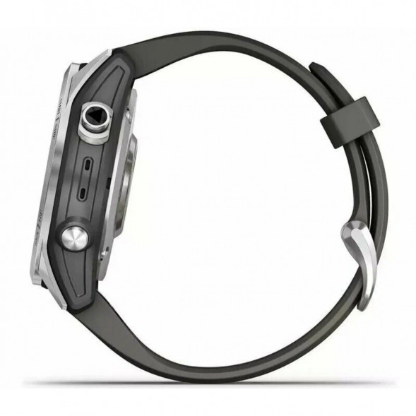 Умные часы Garmin Fenix 7s серебристый с графитовым силиконовым ремешком 010-02539-01 в Хабаровске