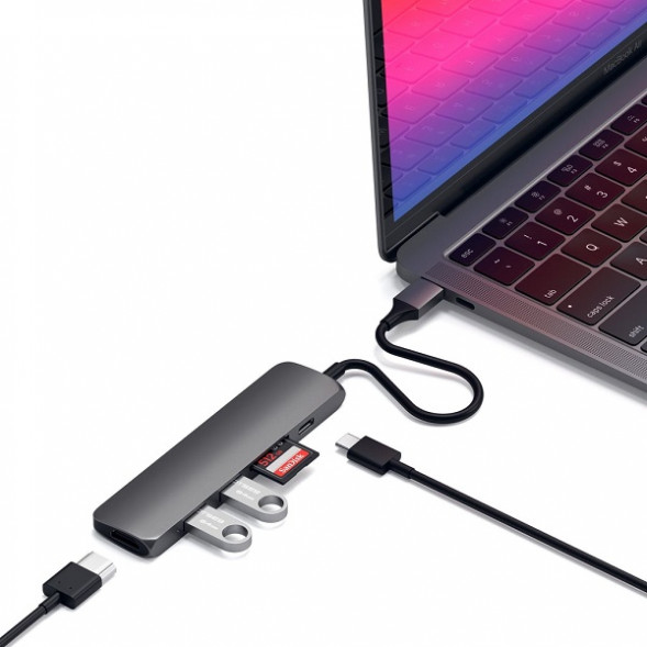 USB-C адаптер Satechi Type-C Slim Multiport Adapter V2 (ST-SCMA2M) в Хабаровске