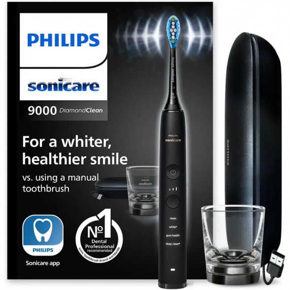 Электрическая зубная щетка Philips Sonicare Diamond Clean 9000 с USB-футляром и зарядным стеклом HX9911/09 в Хабаровске