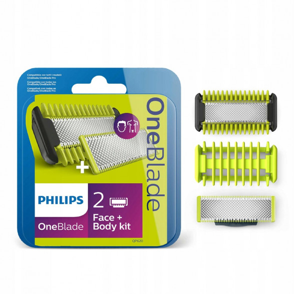 Сменные лезвия Philips OneBlade 2 шт. + 1 шт. Body kit QP620/50 в Хабаровске