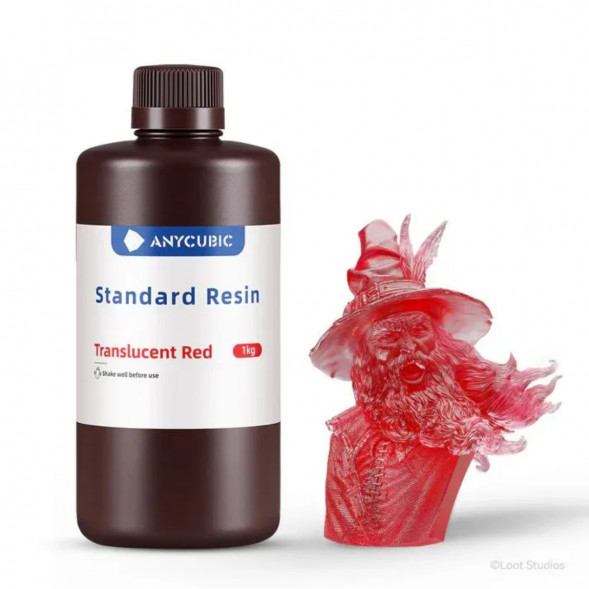 Фотополимерная смола Anycubic Standard Resin для 3D принтера Полупрозрачный красный (Tran-Red), 1 кг в Хабаровске