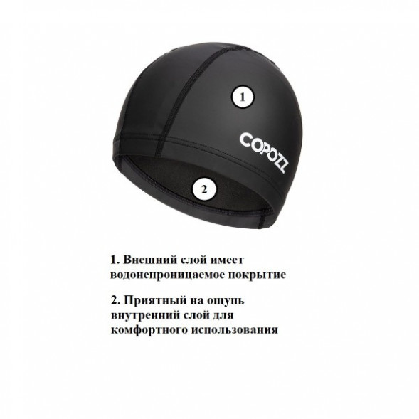 Шапочка для бассейна Copozz (черный) в Хабаровске
