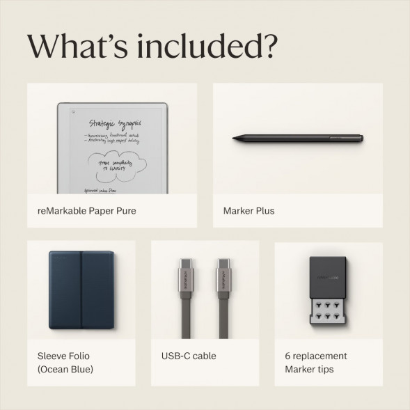 Графический планшет reMarkable Paper Pure+Marker Plus+Sleeve Folio, Ocean Blue в Хабаровске